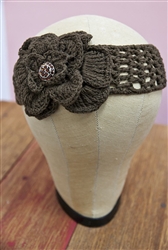 Crochet Flower Headwrap Brown
