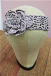 Crochet Flower Headwrap Dusty Rose