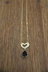 Heart Necklace Black Stone
